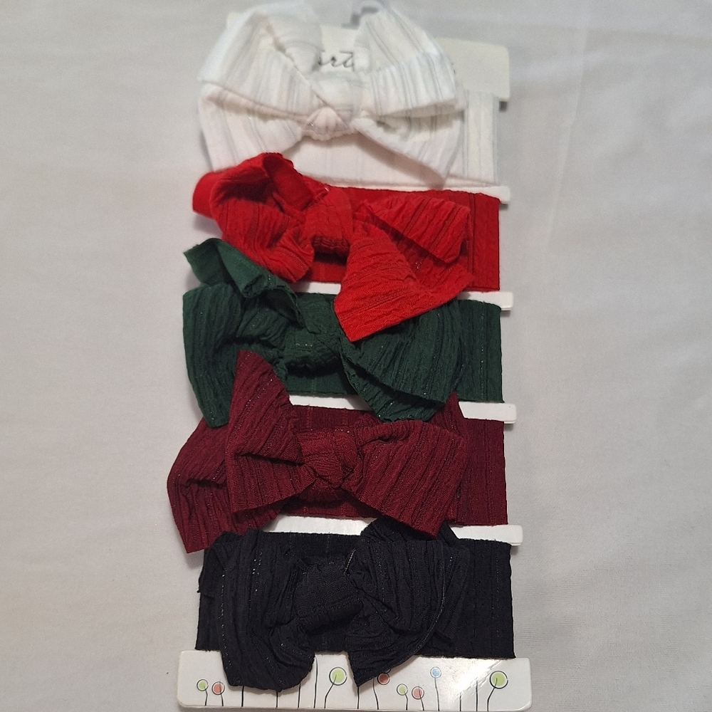 Starting Out Red, Green, Black, and White Bow Holiday Headband Set